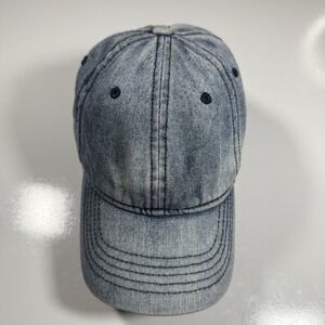 Faded Blue Classic Washed Denim Strapback Baseball Cap Unstructured Dad Hat